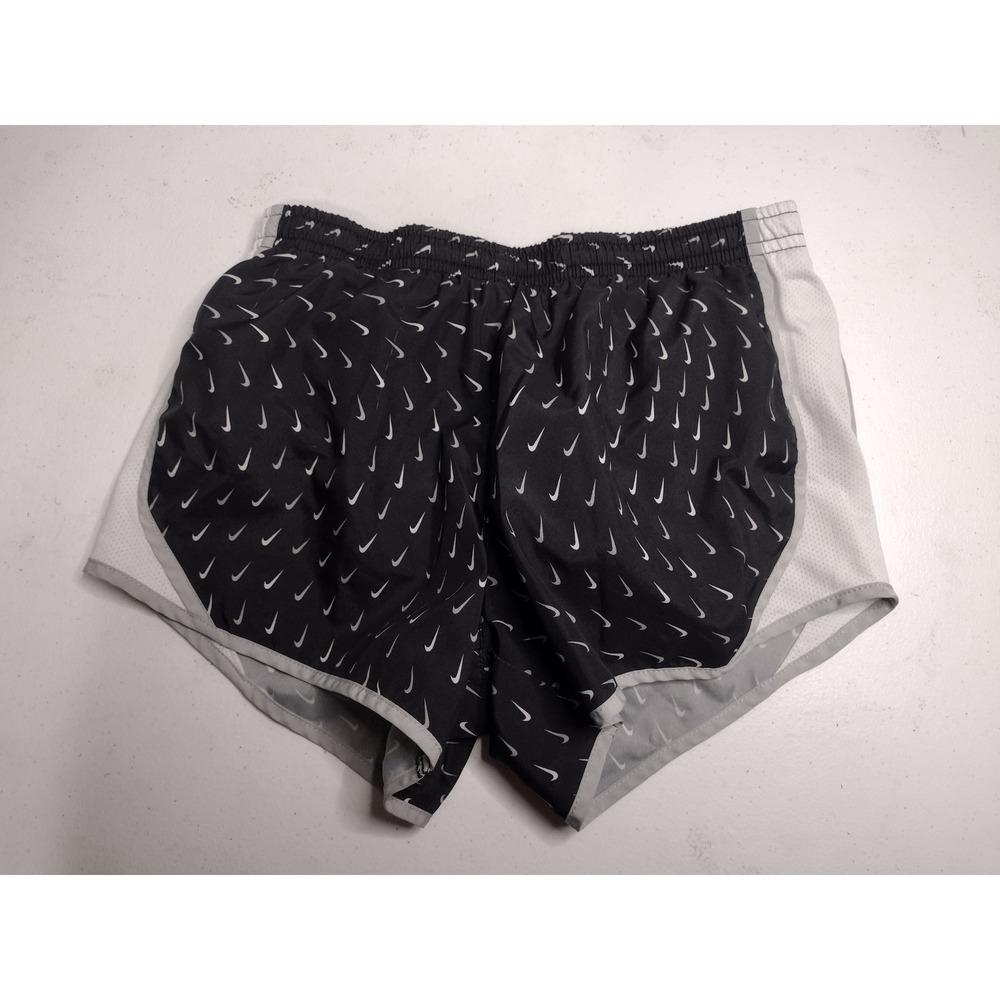 Nike Dri-FIT Tempo Running‎ Shorts Black White Mini Swoosh Print kids Medium